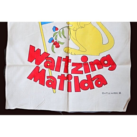 Vintage Tea Towel Souvenir Australia Waltzing Matilda Kangaroo - Picture 3 of 4